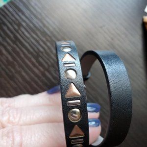 KEEP Collective Double Studded Black Leather Band